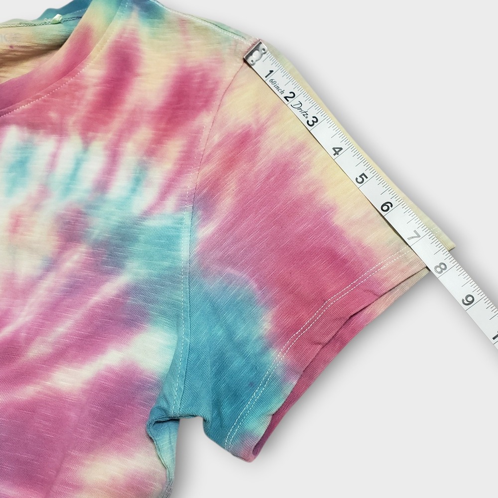 Quince Women Organic Cotton Slub Crewneck Tee Tie Dye Pink Blue Large - Picture 8 of 10